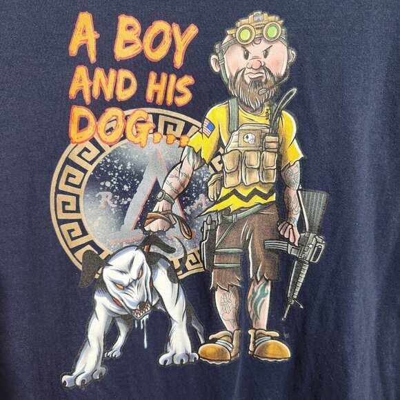 Rogue American Shirt Mens Large Navy Blue A Boy and His Dog Graphic Tee Cotton - Picture 2 of 9